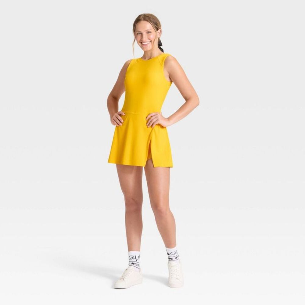 Women's Game Day High Neck Low Back Active Dress - JoyLab Yellow XXS